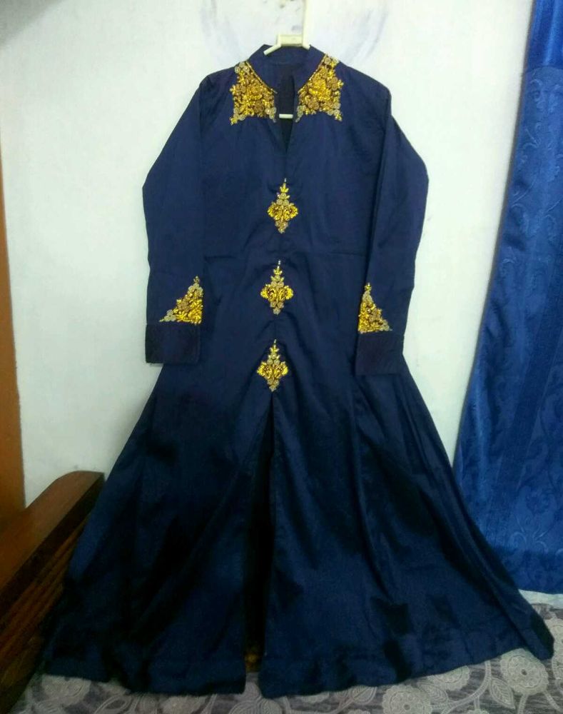 Elegant Navy &amp; Gold Embellished Dress