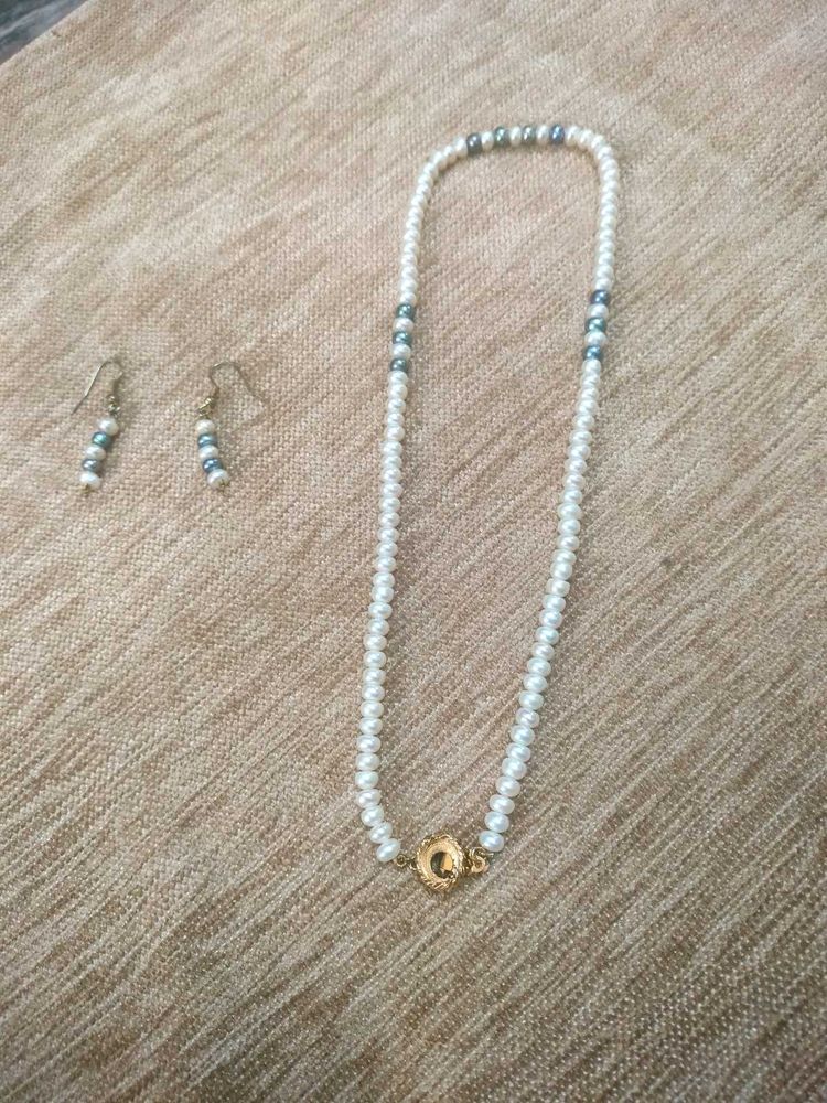Pearl Necklace and Earring Set