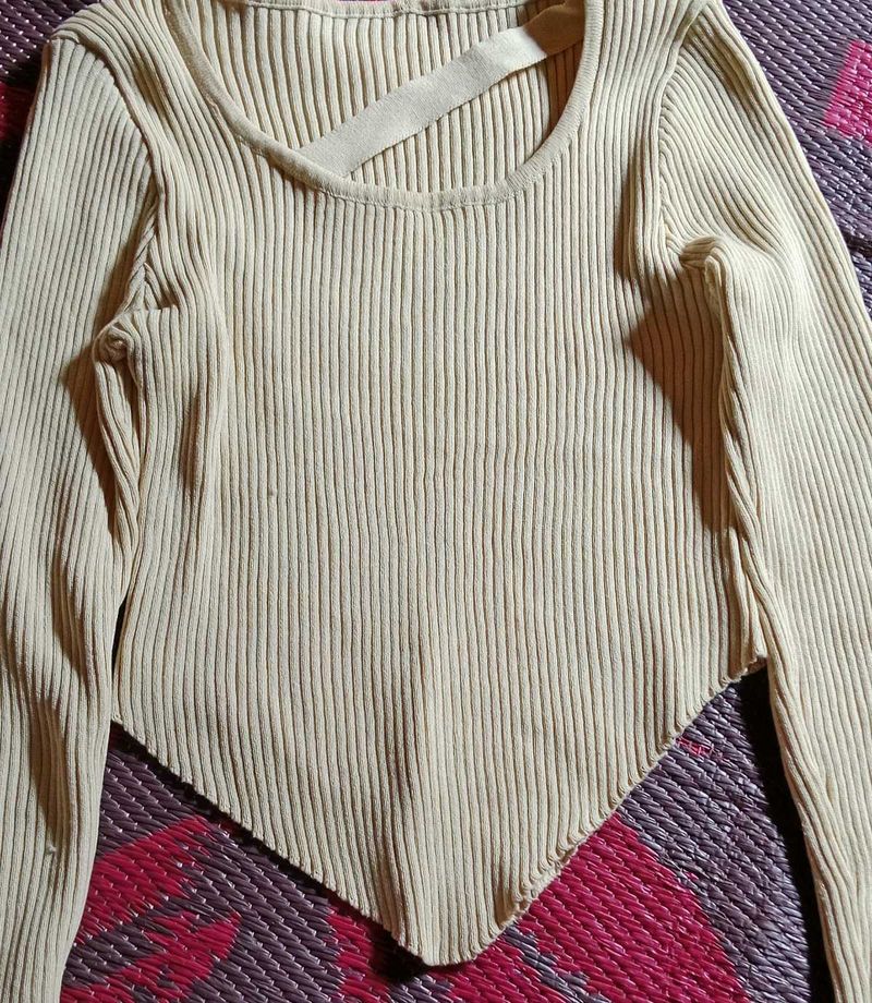 Ribbed Knit Asymmetrical Top