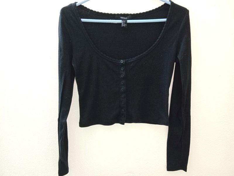 Forever 21 Deep Neck Full Sleeve Top