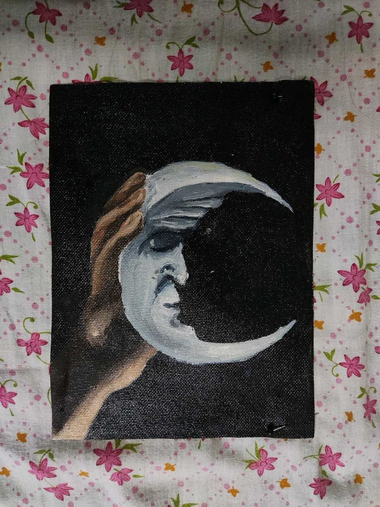 Mystical Moon &amp; Hand Canvas Art
