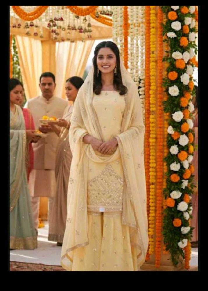 unstitched Elegant yellow garara with Dupatta