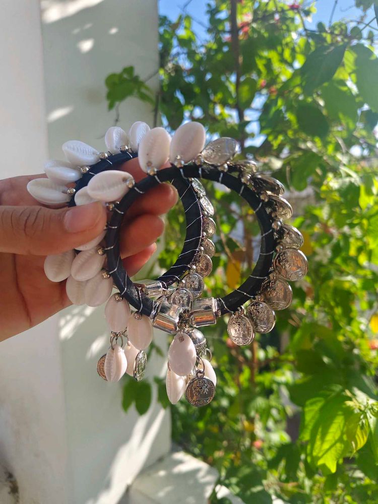 Boho Chic Cowrie Shell &amp; Coin Bangles