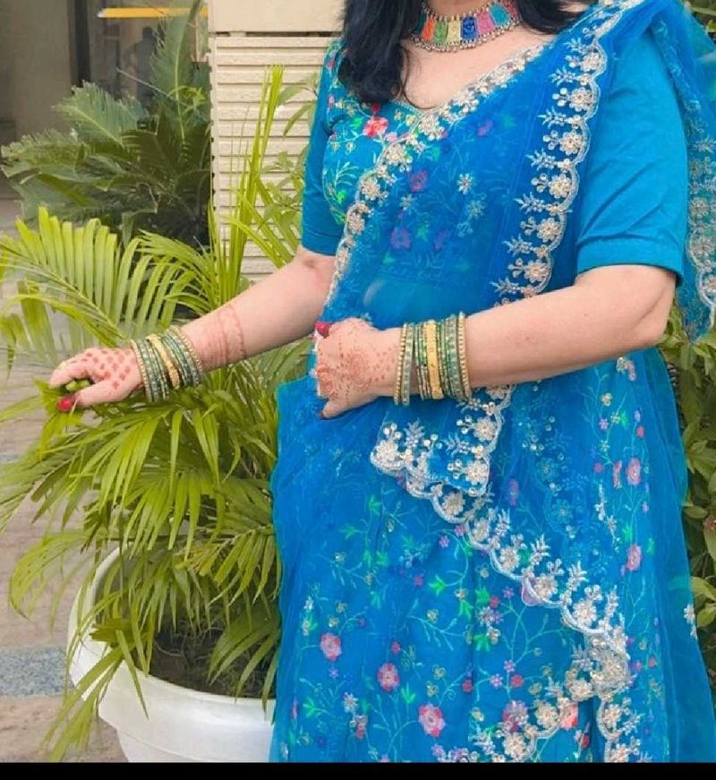Beautiful Blue Embroidered Saree