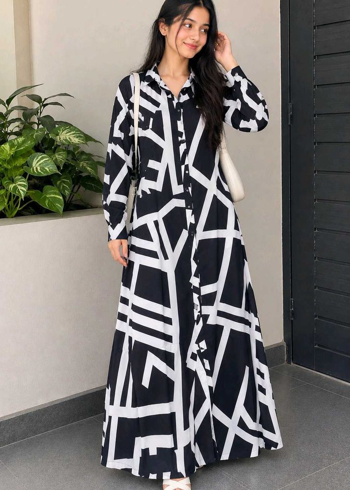 Stylish Geometric Print Maxi Dress