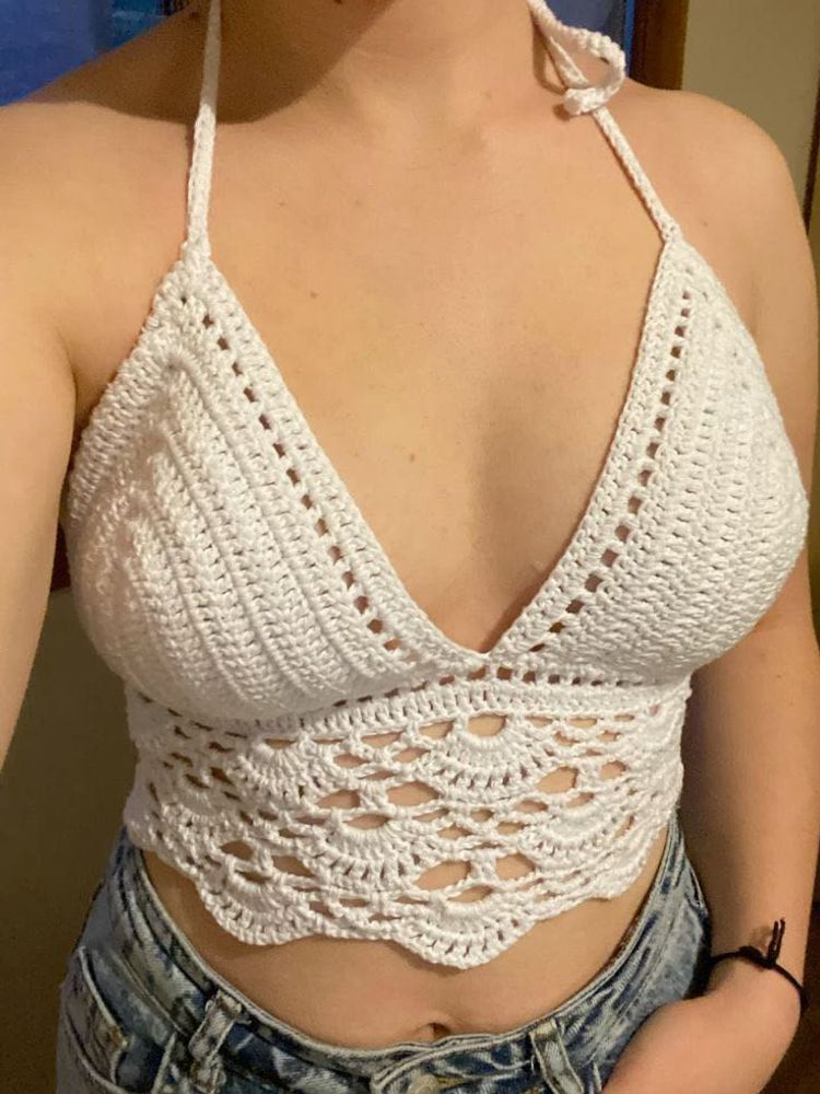 Padded Crochet Bikini Top XS