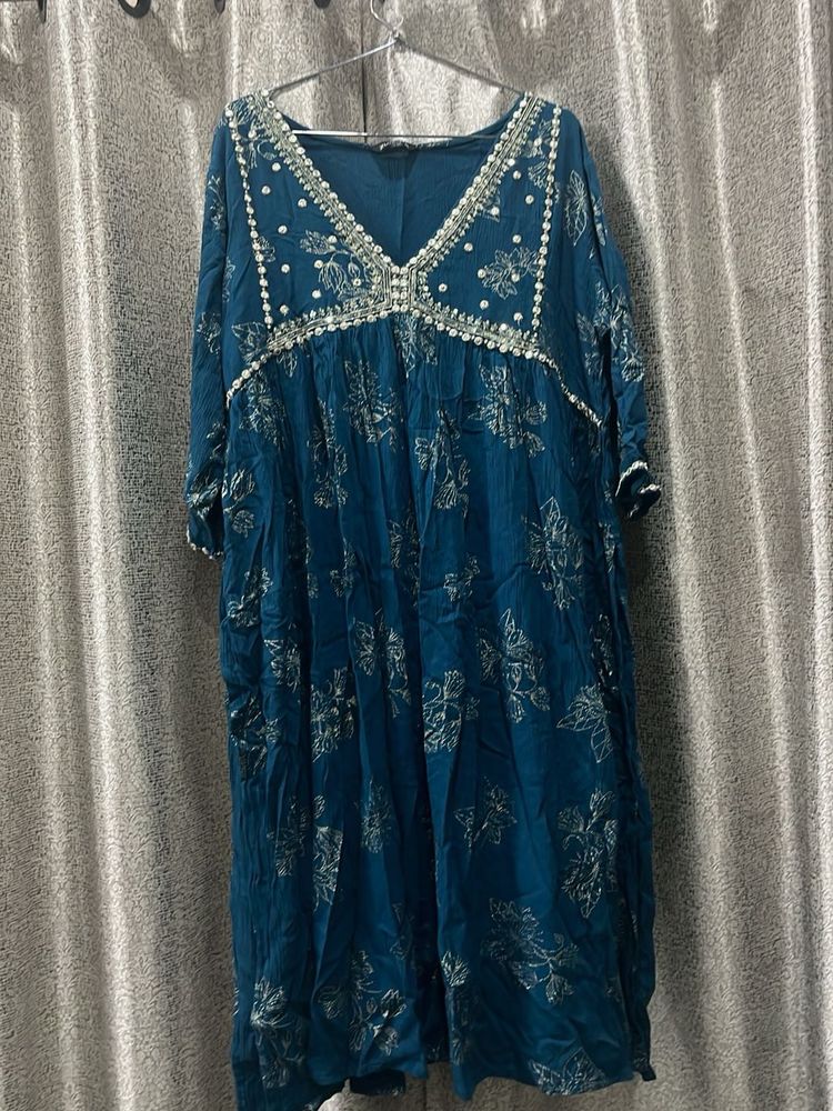 Embroidered Blue Kurta