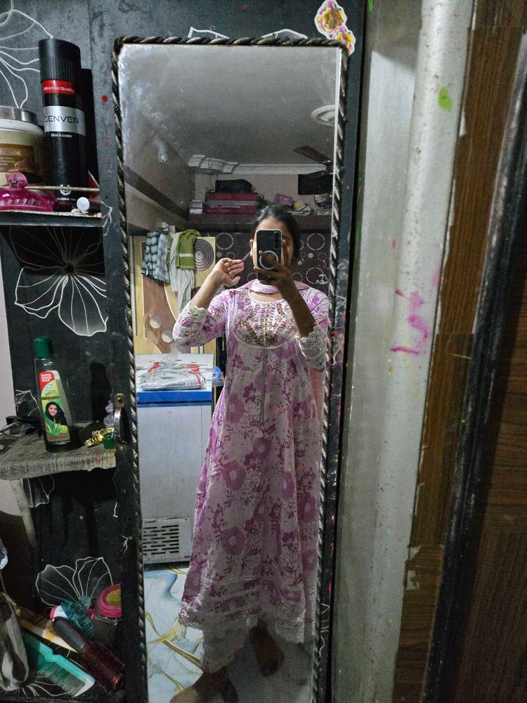 Pink Floral Kurta Set with Dupatta