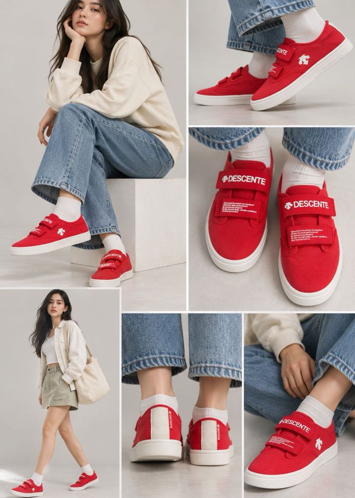 Descente Puregram Velcro Sneakers – Red |Unisex