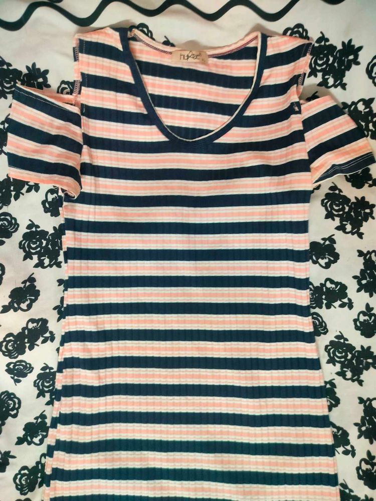 The "Barbie-Meets-Navy" Ribbed Mini Dress🎀