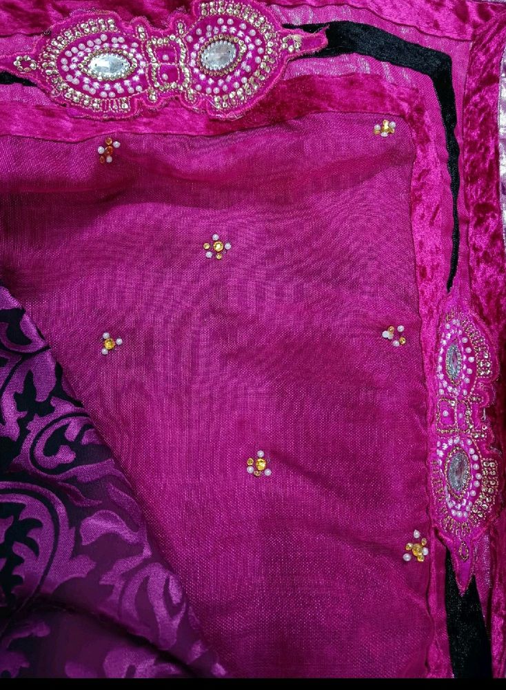 Stunning Magenta Embellished Saree
