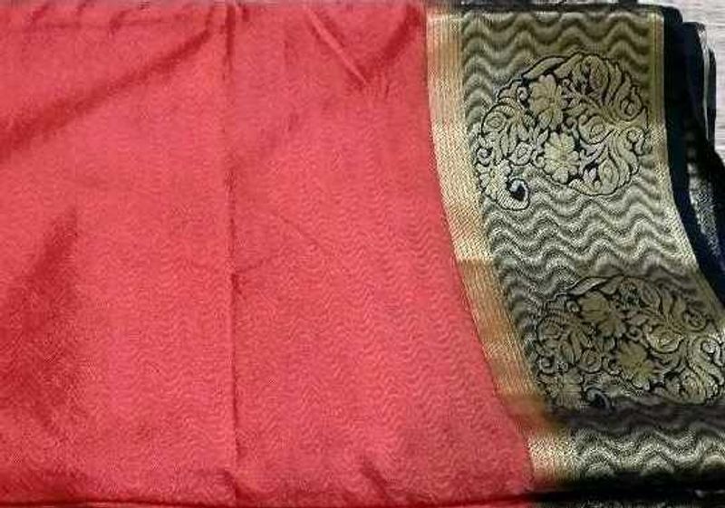 Orange Silk Blend Saree with blouse