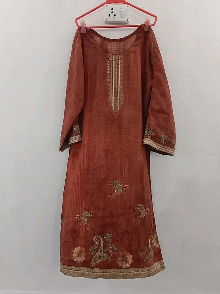 Elegant Brown Embroidered Salwar Kameez