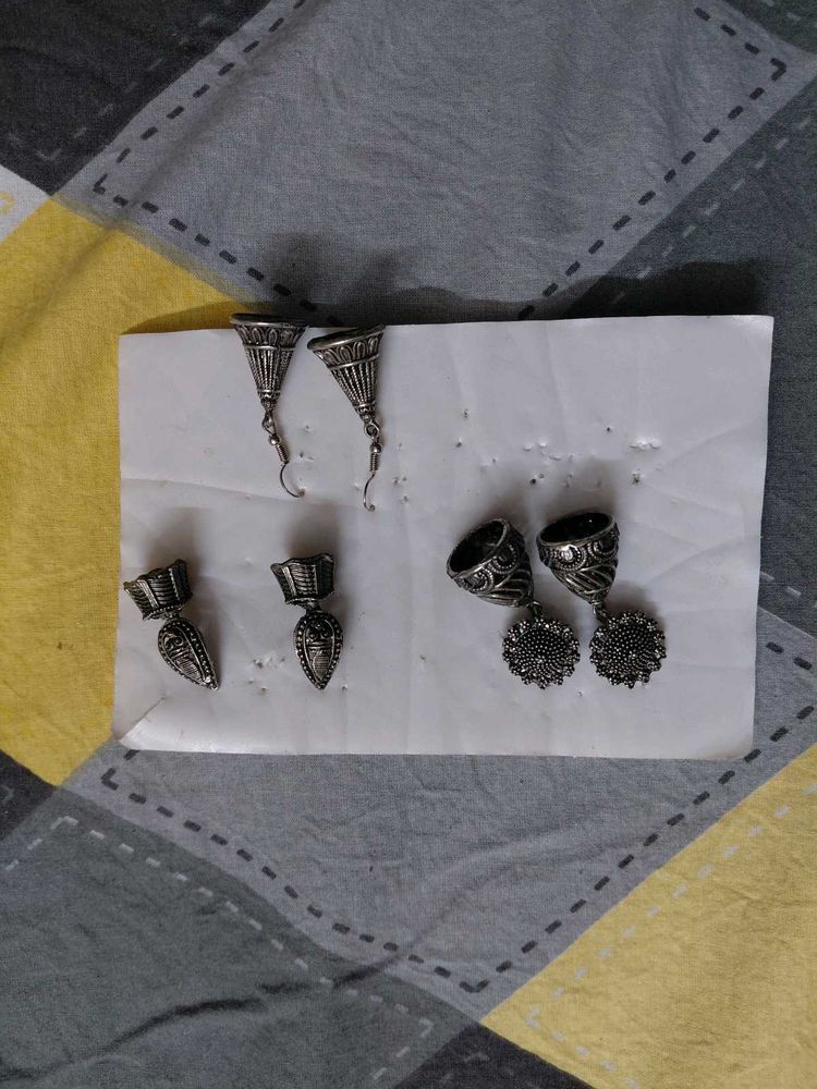 Silver Oxidized Jhumka Earrings