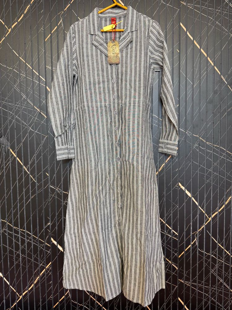 Striped Button-Down Maxi Dress