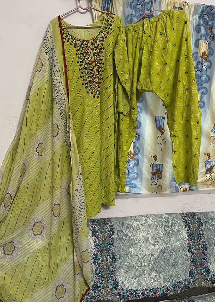 Lime Green Kurta Set with Dupatta