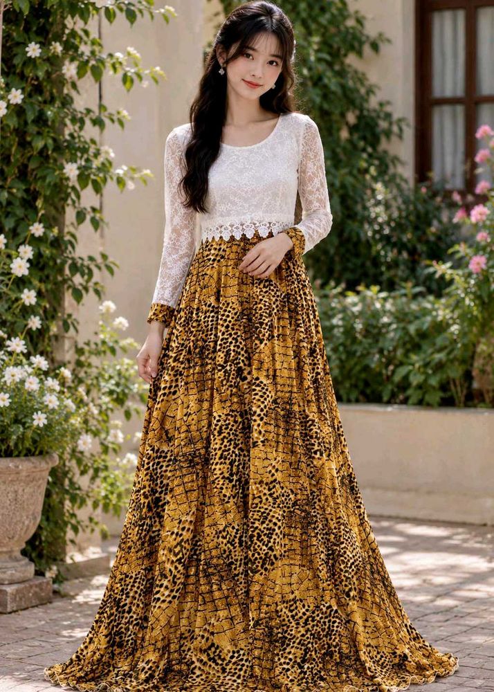 Yellow Brown Animal Print Maxi Dress 💛