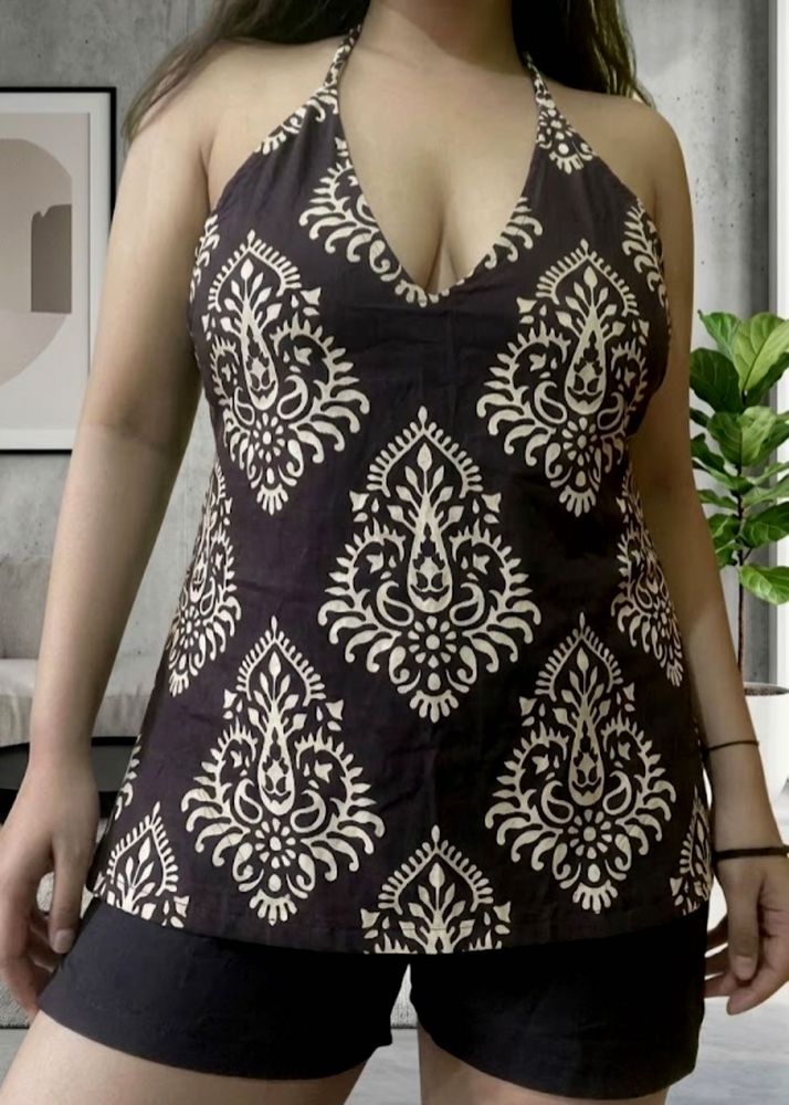 Boho Print Halter Neck Tank Top