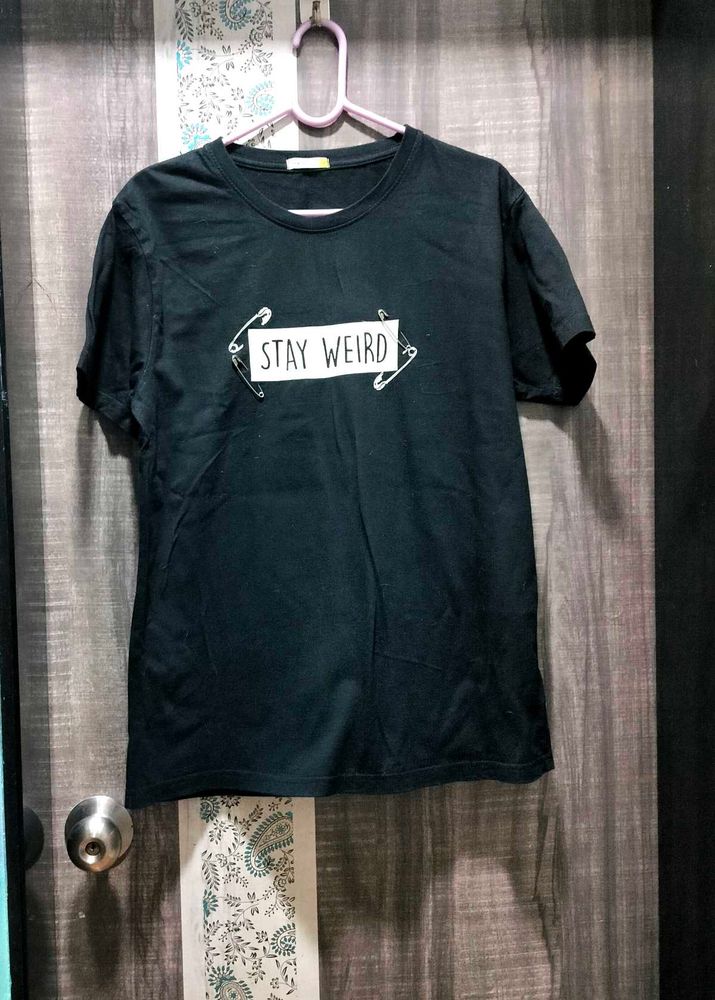 Black "Stay Weird" Graphic Tee