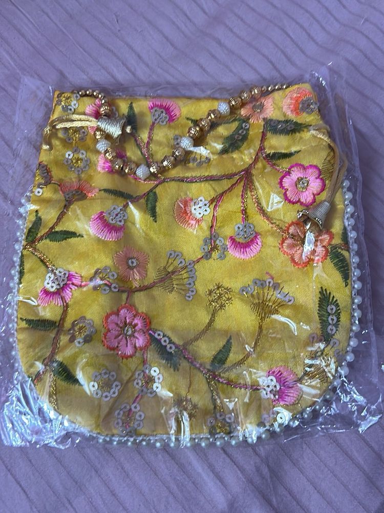 Floral Embroidered Potli Bag