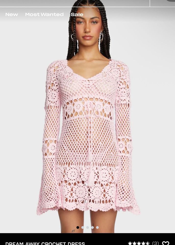 Pink Crochet Mini Dress