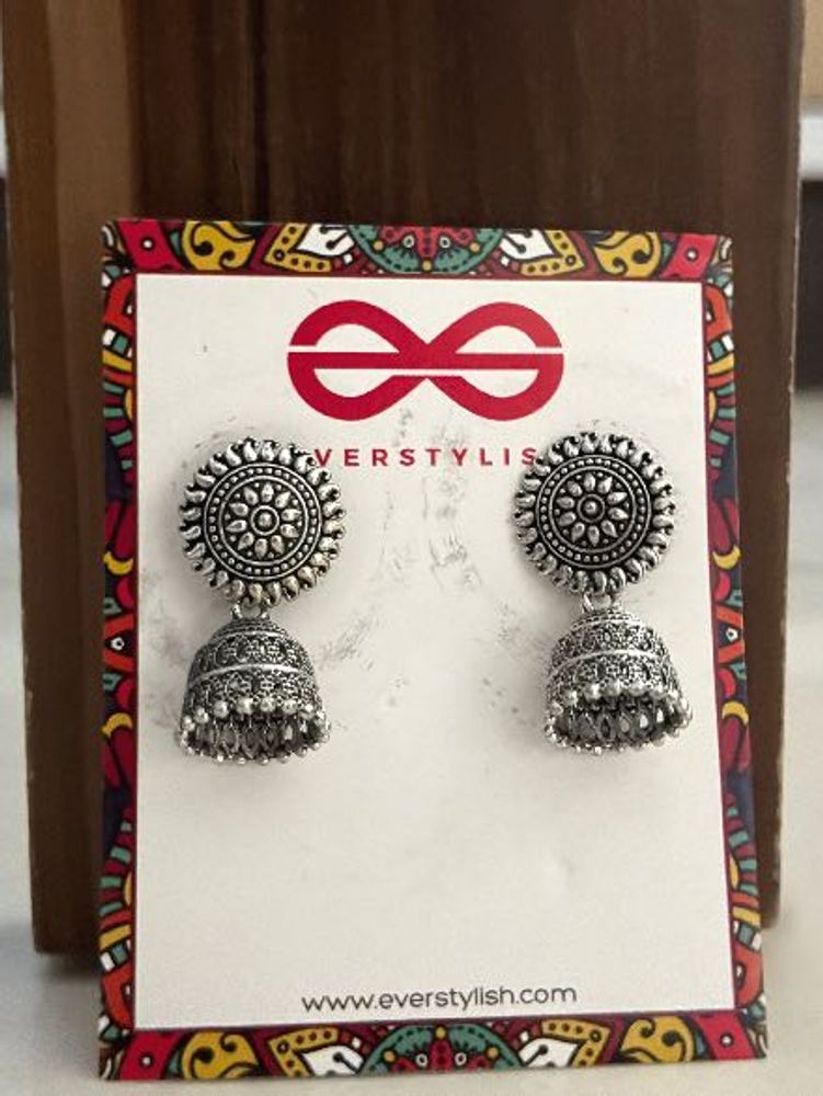 Everstylish Oxidized Silver Jhumka Earrings
