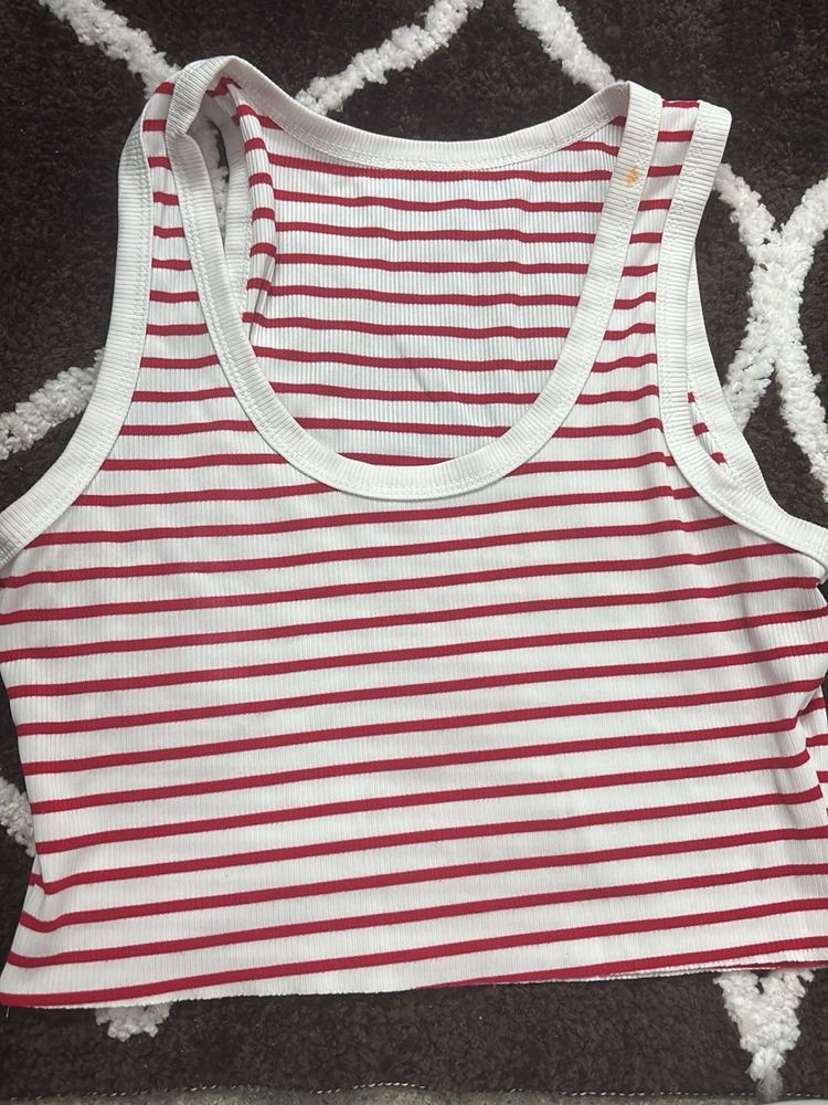 Red &amp; White Striped Tank Top