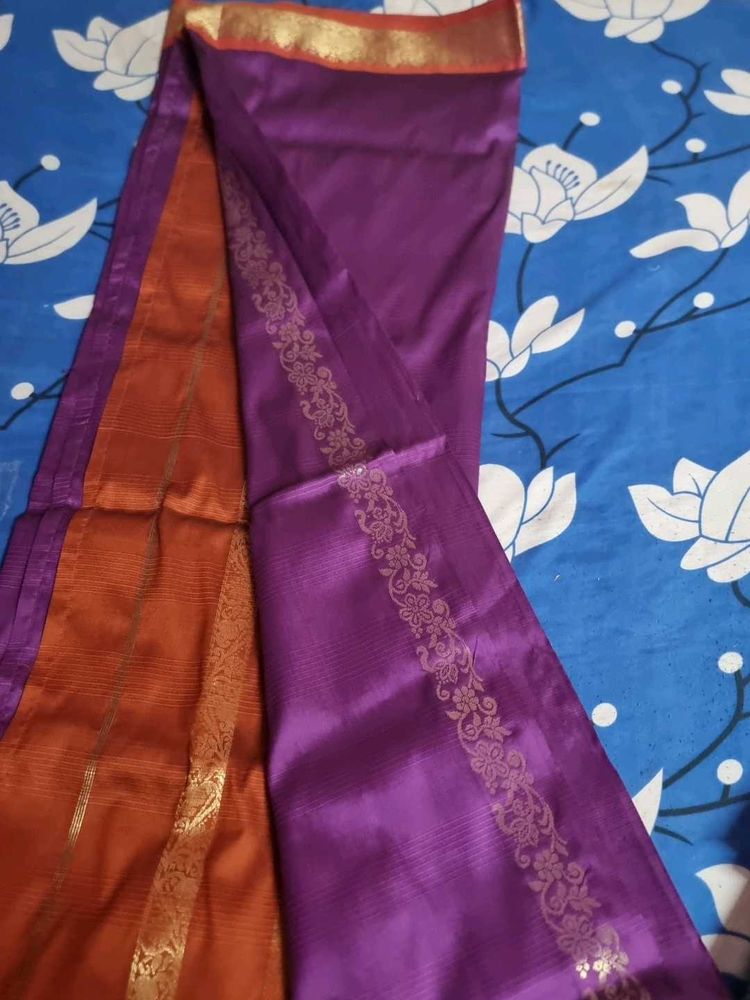 Elegant Purple &amp; Orange Saree