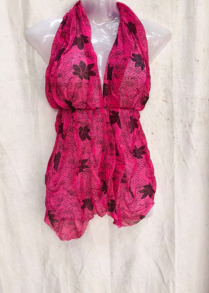 VN. Vibrant Pink Floral Halter Top