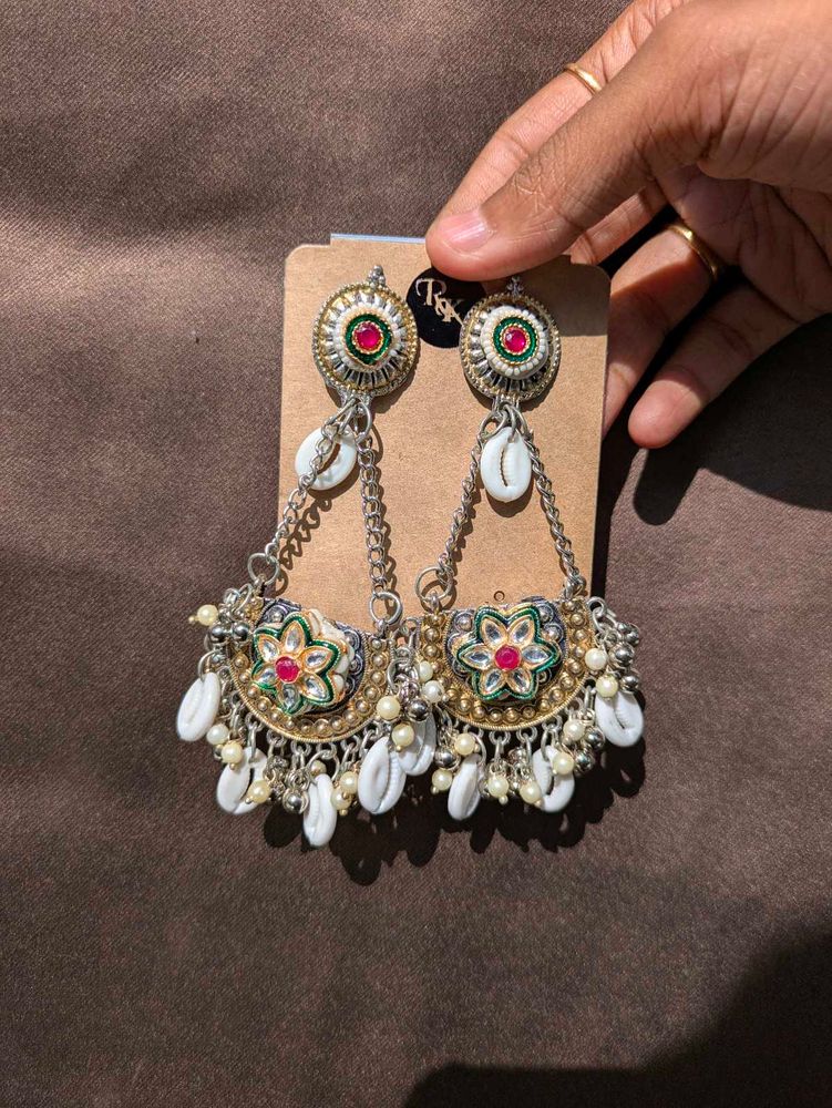 German silver oxidised earring jhumka