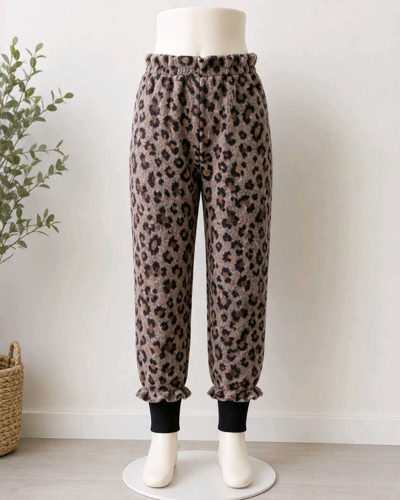 winter Leopard Print Fleece Pants.
