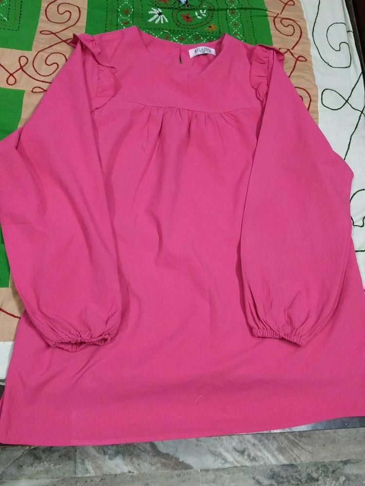 Vibrant Pink Ruffled Sleeve Top