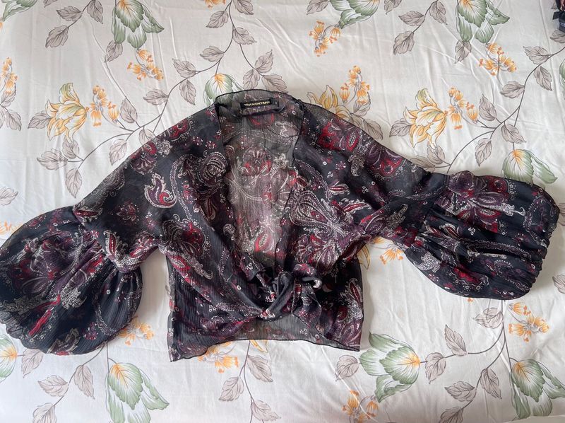 BLACK FLORAL BOHO CROP TOP