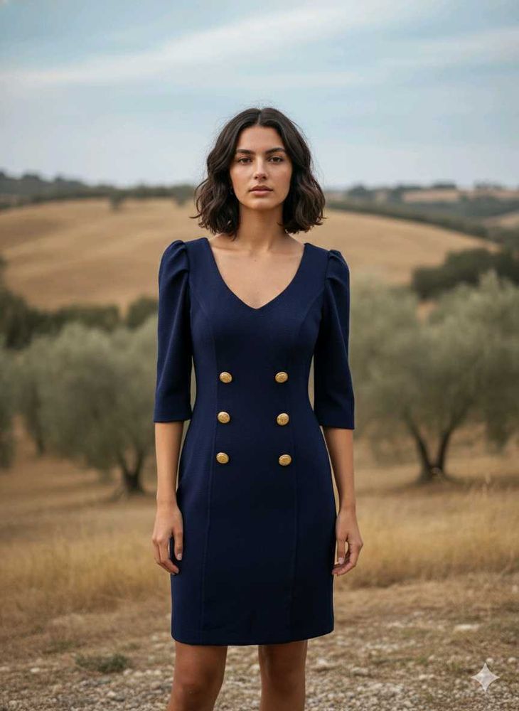 Navy Midi Dress - Elegant &amp; Chic