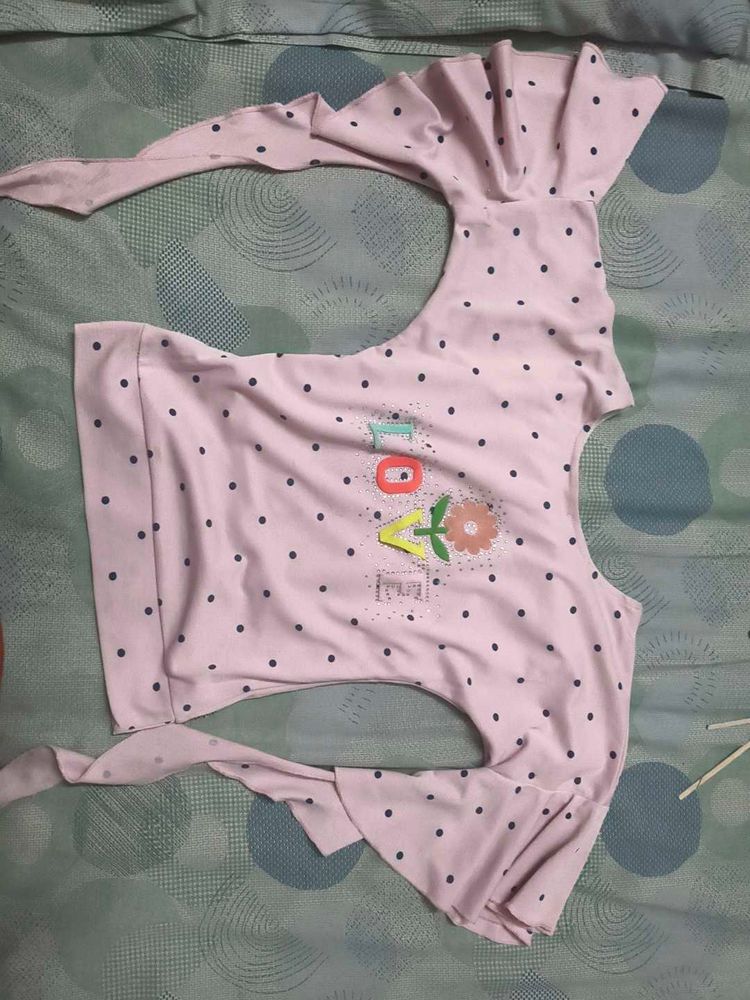 Cute Pink Polka Dot Top for 7-9 years girl