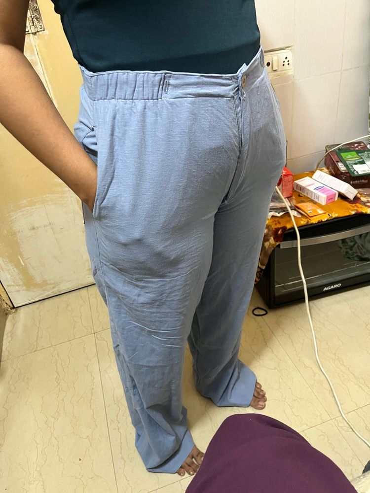 Light Blue Linen Blend Pants