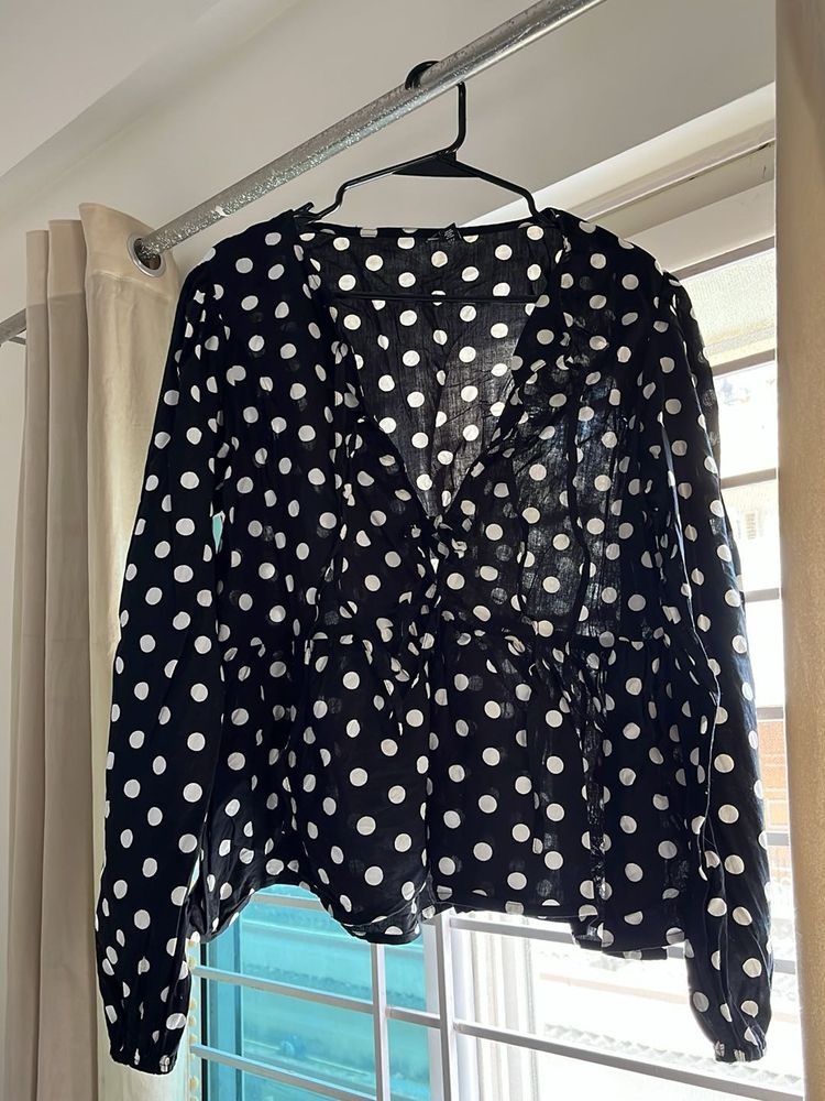 Black &amp; White Polka Dot Top