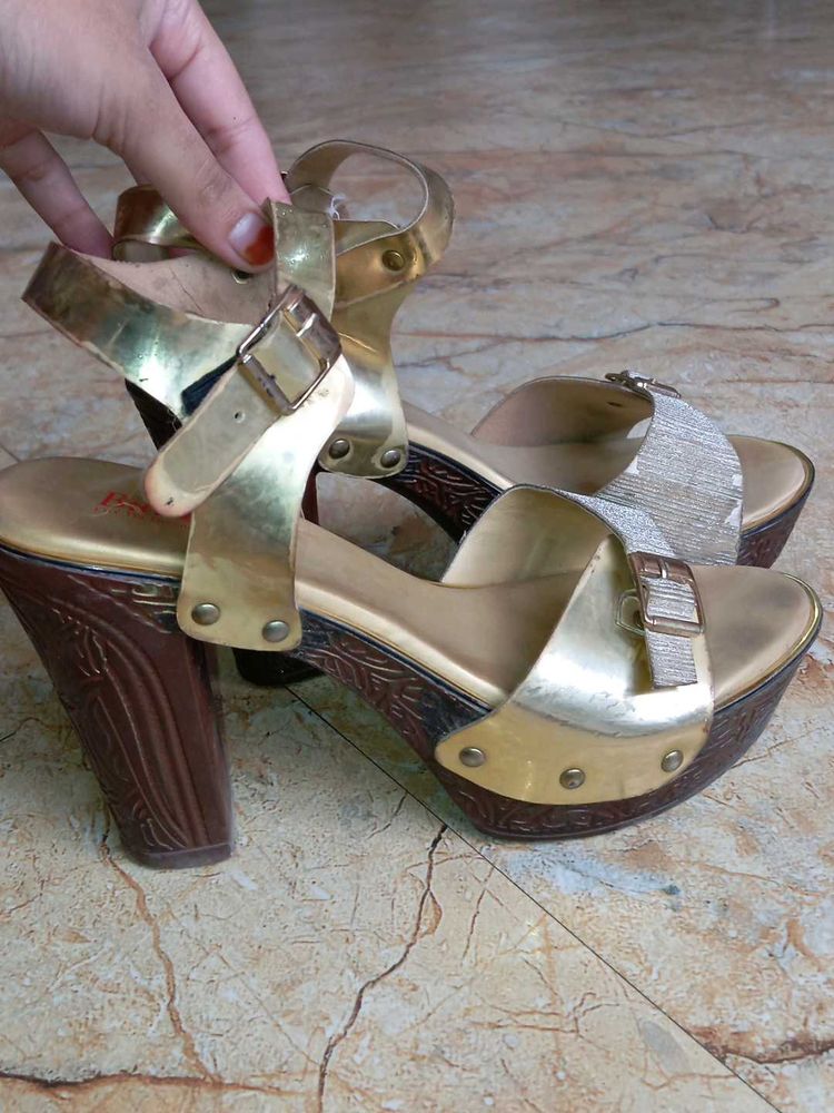 Golden Platform Heels
