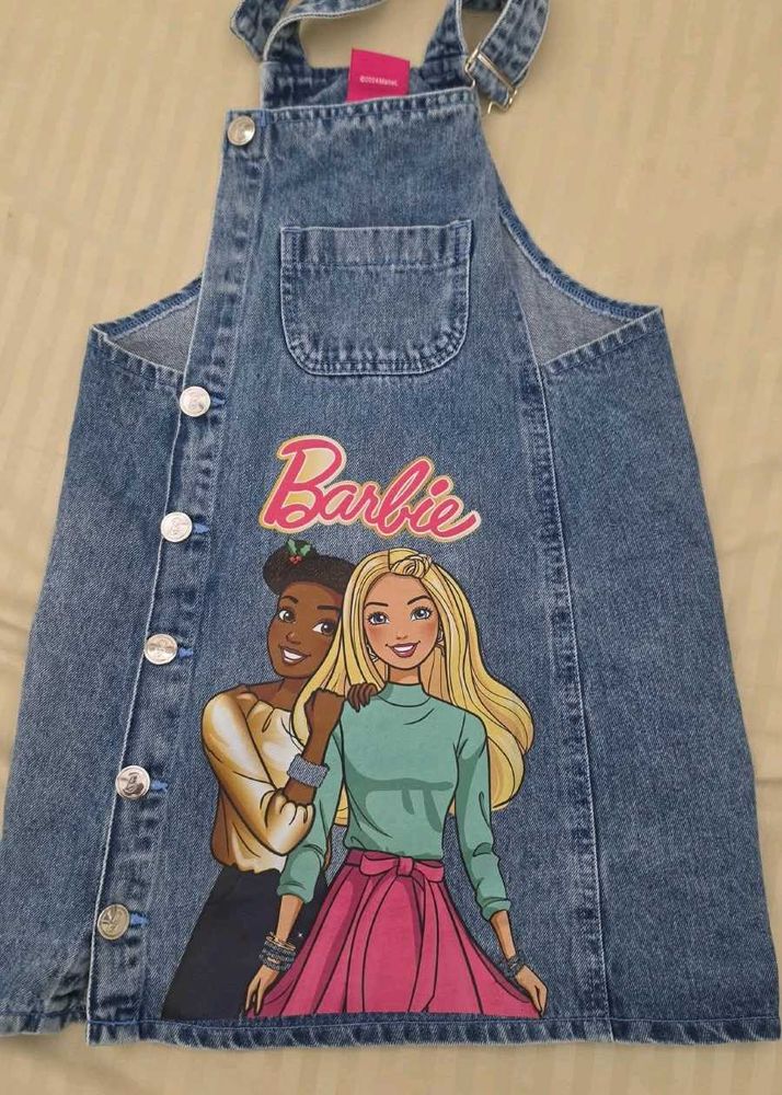 Cute Barbie Denim Pinafore Dress
