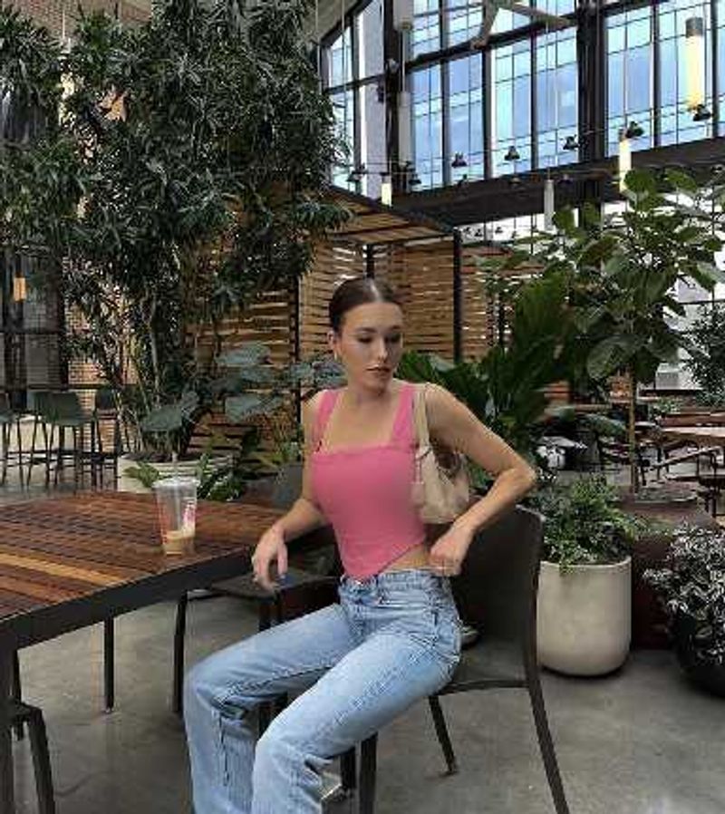 Pink Corset-style Tank Top