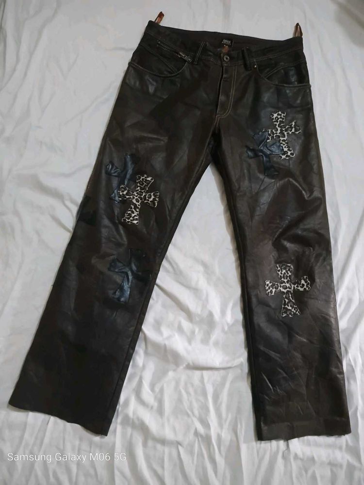 polo chrome hearts customize Gothic Print  Leather