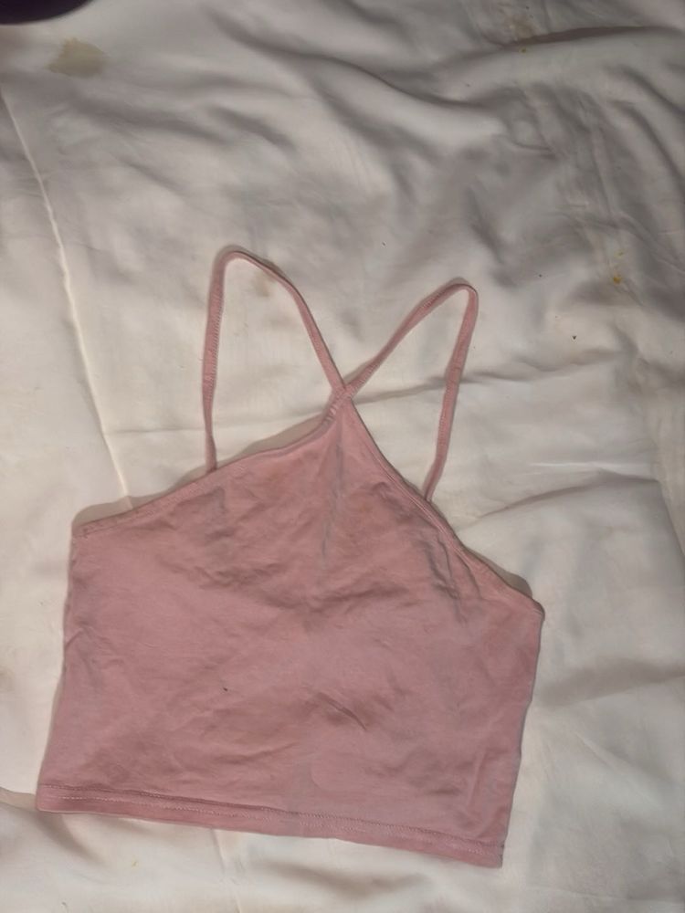 Pink Cropped Tank Top
