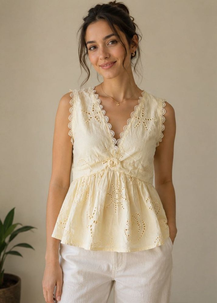 Charming Eyelet Peplum Top