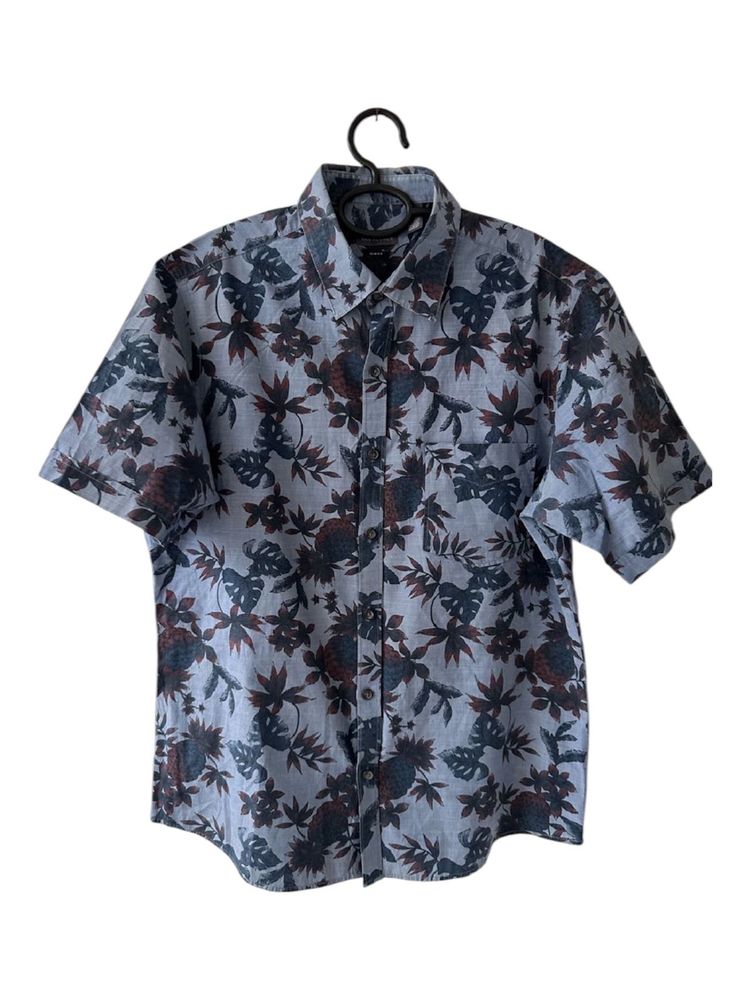Men's Blue Floral Short Sleeve Shirt