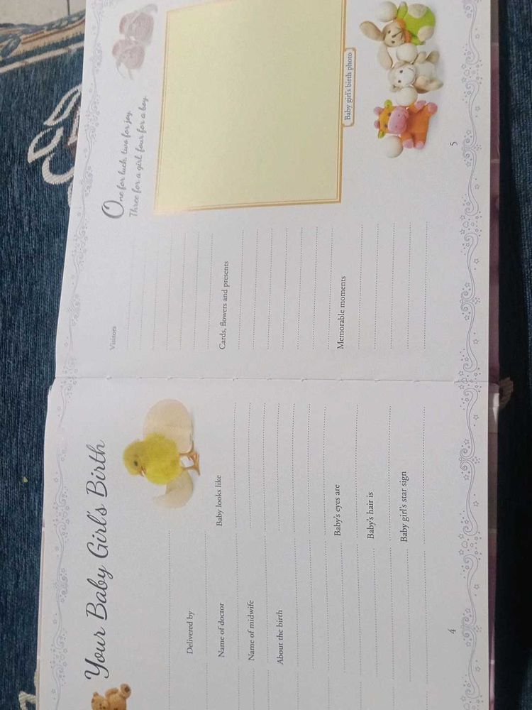 Baby Girl's Birth Memory Book