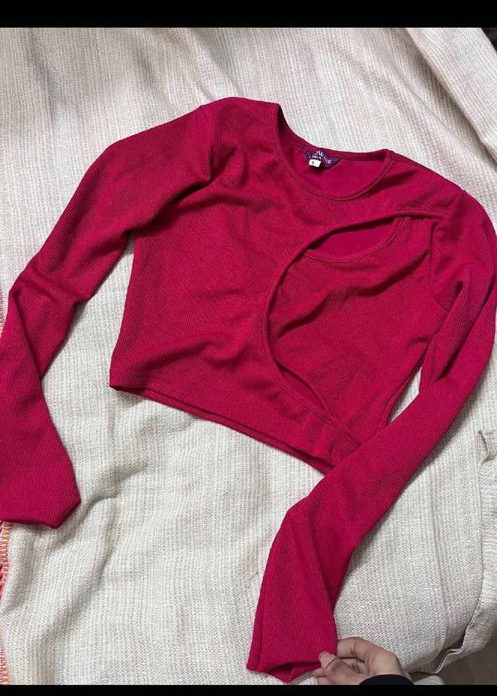 DATE PERFECT Pink Cutout Top