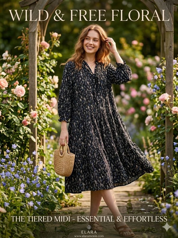 Wild &amp; Free Floral Tiered Midi Dress