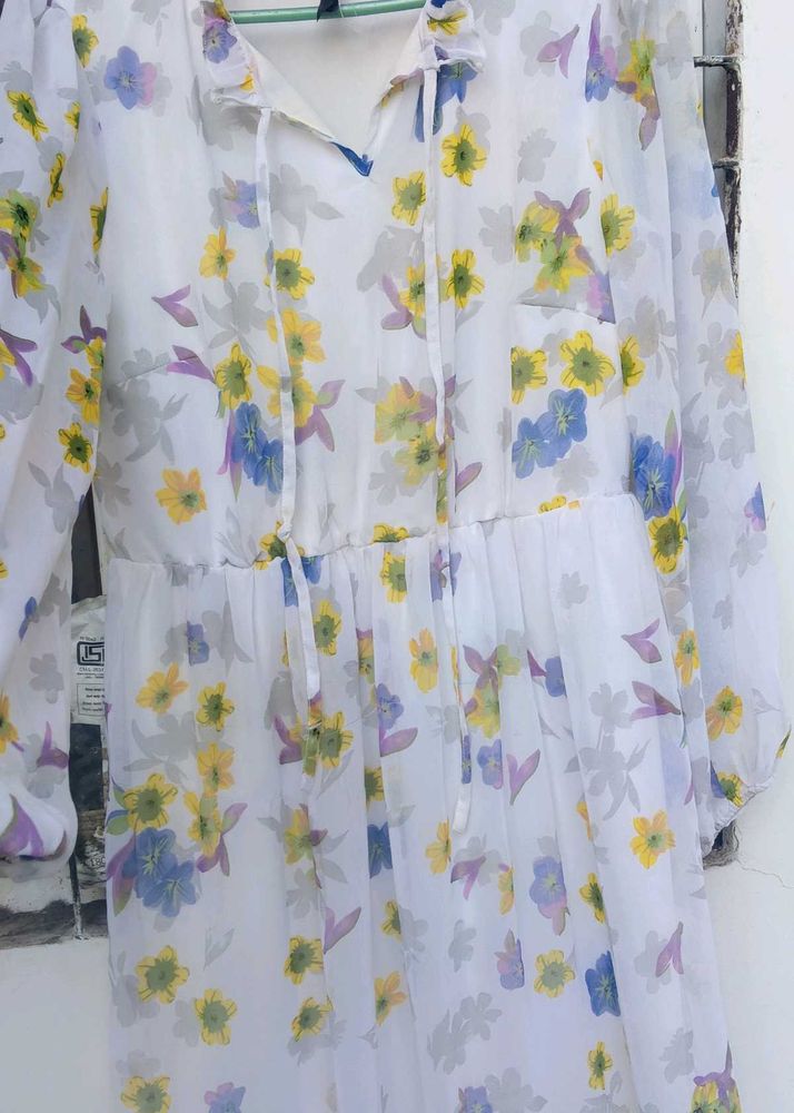Flowy Floral Print Midi Dress