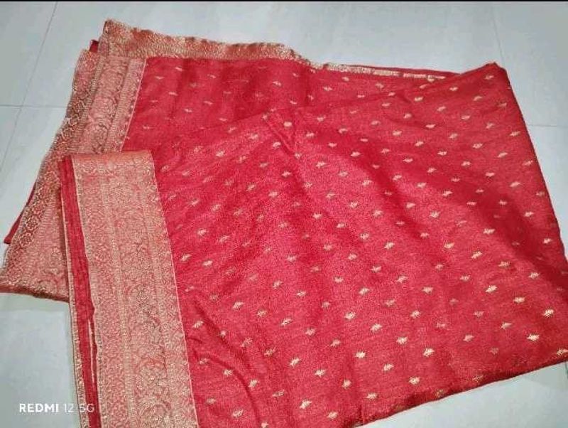 Red Silk Saree with Gold Detail