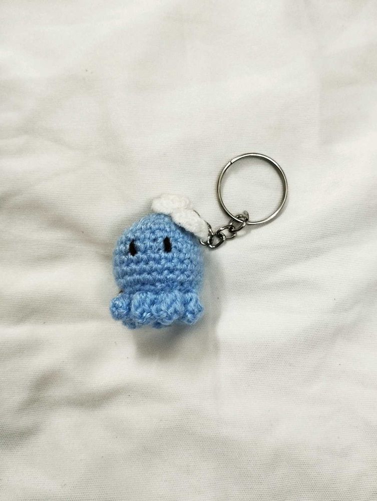 Blue Octopus Crochet Keychain